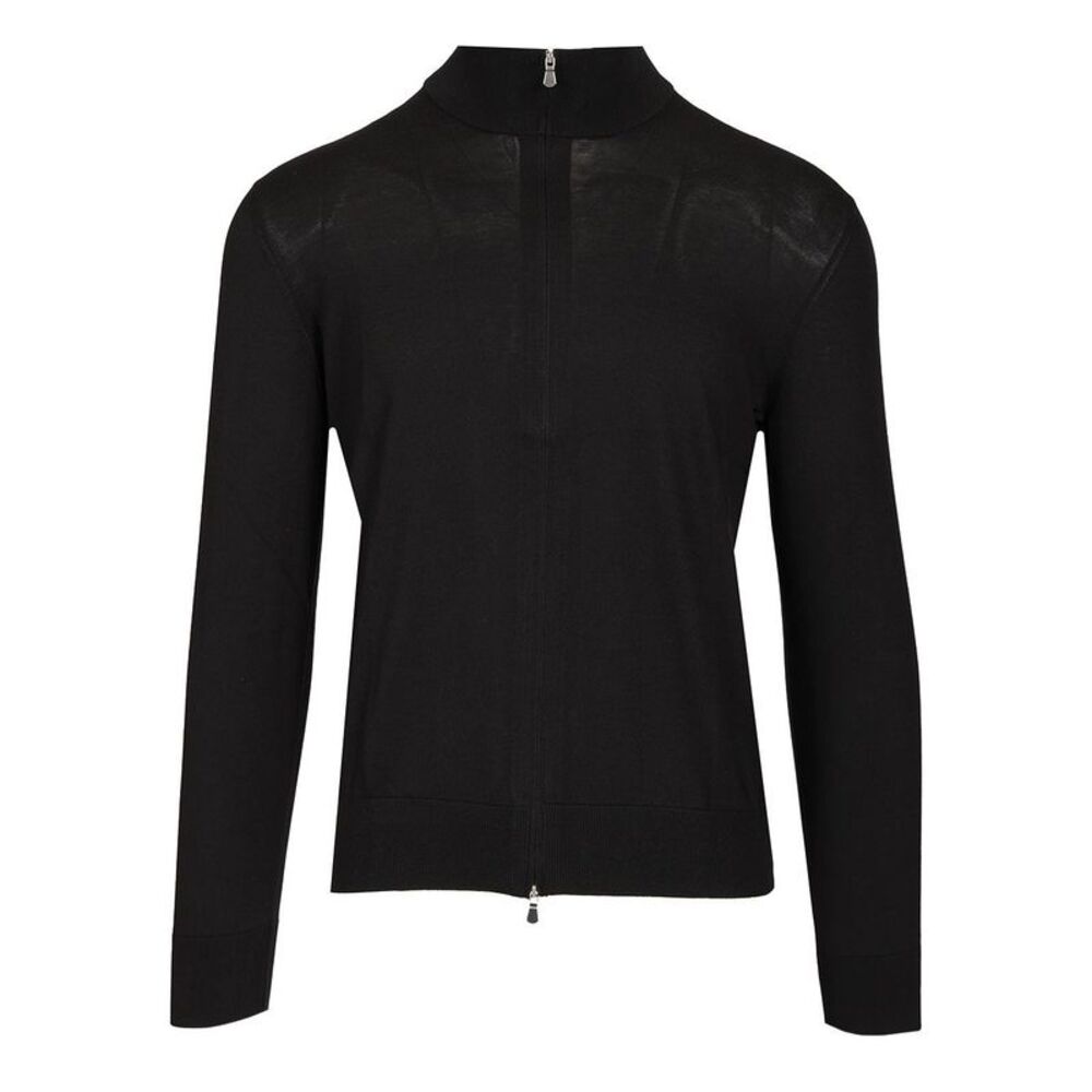 Tagliatore Men Cotton And Silk High Neck Zip Sweater
